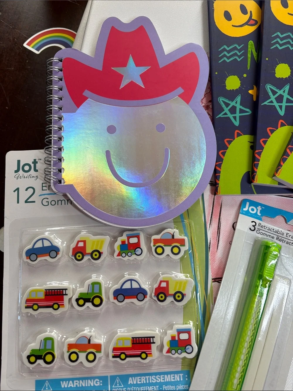 7 Assorted Journals & Notebook & Erasers